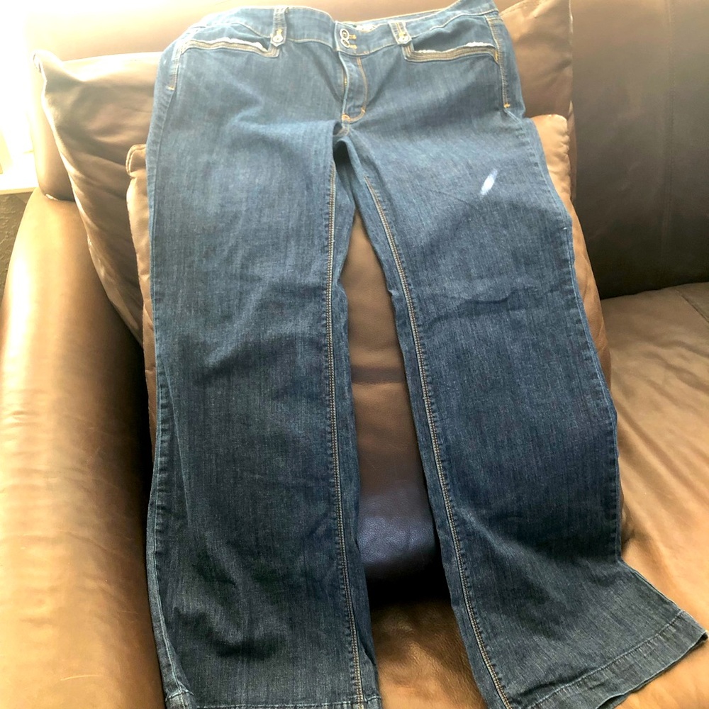 White House Black Market denim wide leg pants
